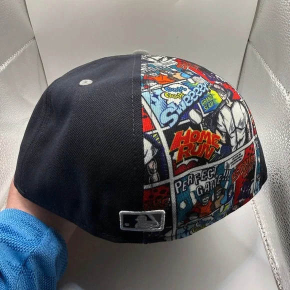New York Yankees New Era 59FIFTY Fitted Hat 7 3/8 Comic Book Graphic Navy Grey - Picture 4 of 7